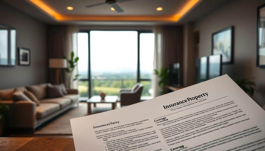 A cozy apartment interior with warm, inviting lighting. In the foreground, a detailed view of an insurance policy document, its pages open to reveal the coverage details for rental property protection. In the middle ground, a modern, well-furnished living room with plush furnishings and large windows allowing natural light to flood the space. In the background, a serene, tranquil outdoor scene with lush greenery and a picturesque cityscape visible through the windows, conveying a sense of security and comfort for the homeowner. The overall atmosphere is one of peace, stability, and the assurance of comprehensive protection for the rental property. A cozy apartment interior with warm, inviting lighting. In the foreground, a detailed view of an insurance policy document, its pages open to reveal the coverage details for rental property protection. In the middle ground, a modern, well-furnished living room with plush furnishings and large windows allowing natural light to flood the space. In the background, a serene, tranquil outdoor scene with lush greenery and a picturesque cityscape visible through the windows, conveying a sense of security and comfort for the homeowner. The overall atmosphere is one of peace, stability, and the assurance of comprehensive protection for the rental property.