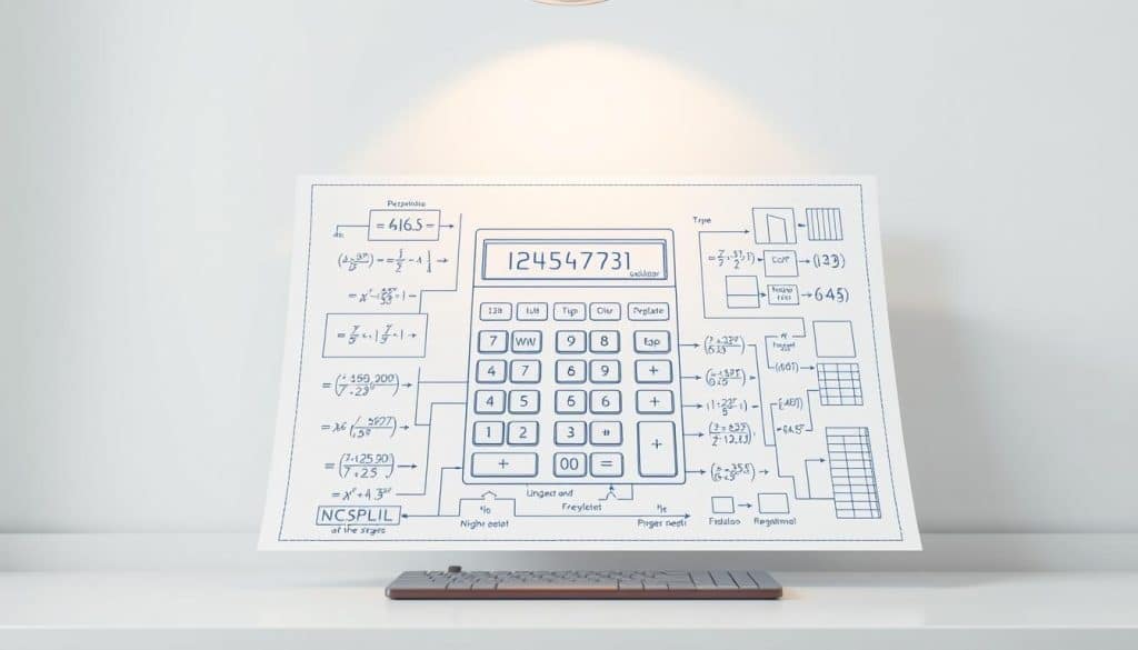 A detailed blueprint diagram of a financial calculator displayed on a modern, minimalist desk. The calculator is central, surrounded by a clean white background and soft, warm lighting from above. The display shows the intricate mathematical formulas and calculations for determining a "base reguladora", a key component in calculating pension benefits. The overall scene conveys a sense of precision, professionalism, and the importance of financial planning for retirement. A detailed blueprint diagram of a financial calculator displayed on a modern, minimalist desk. The calculator is central, surrounded by a clean white background and soft, warm lighting from above. The display shows the intricate mathematical formulas and calculations for determining a "base reguladora", a key component in calculating pension benefits. The overall scene conveys a sense of precision, professionalism, and the importance of financial planning for retirement.