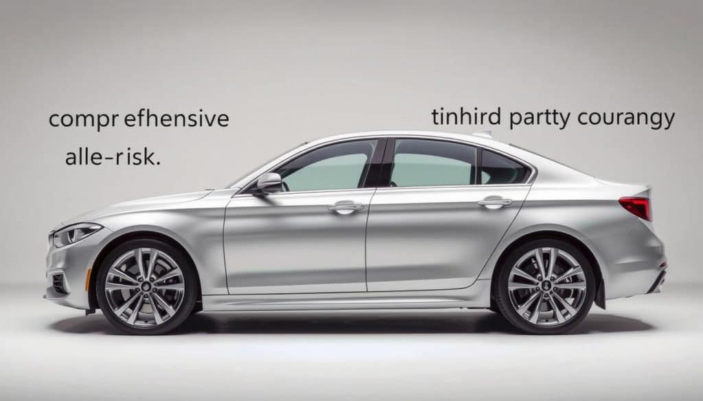 A detailed comparison of car insurance policies, featuring a sleek sedan in the foreground, showcasing the differences between comprehensive "all-risk" and third-party-only coverage. The car is captured in a well-lit studio setting, with a clean, minimalist background that emphasizes the subject. The image has a professional, informative tone, conveying the contrast between the two insurance options in a clear and visually compelling manner, suitable for an article on the topic. A detailed comparison of car insurance policies, featuring a sleek sedan in the foreground, showcasing the differences between comprehensive "all-risk" and third-party-only coverage. The car is captured in a well-lit studio setting, with a clean, minimalist background that emphasizes the subject. The image has a professional, informative tone, conveying the contrast between the two insurance options in a clear and visually compelling manner, suitable for an article on the topic.