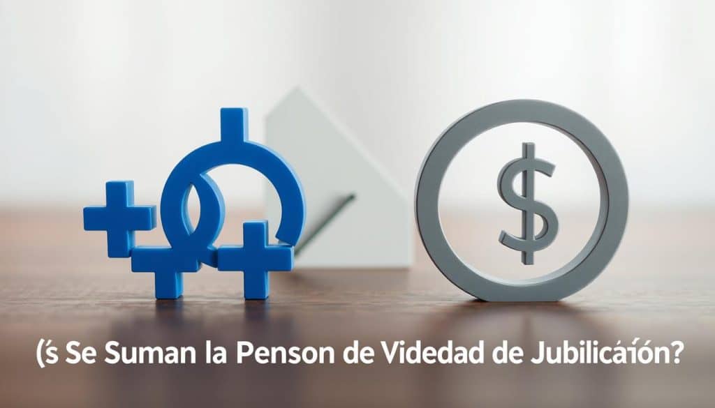 A harmonious blend of pension icons, symbolizing the compatibility between widow's pension and retirement pension. Set against a soft, blurred background, the foreground features interlocking pension symbols in shades of blue and gray, conveying a sense of balance and integration. The middle ground showcases abstract geometric shapes and patterns, hinting at the financial and legal complexities involved. Subtle lighting creates a calming, contemplative atmosphere, inviting the viewer to ponder the nuances of pension eligibility and entitlement. The overall composition aims to visually encapsulate the essence of the section title, "¿Se Suman la Pensión de Viudedad y Jubilación?".