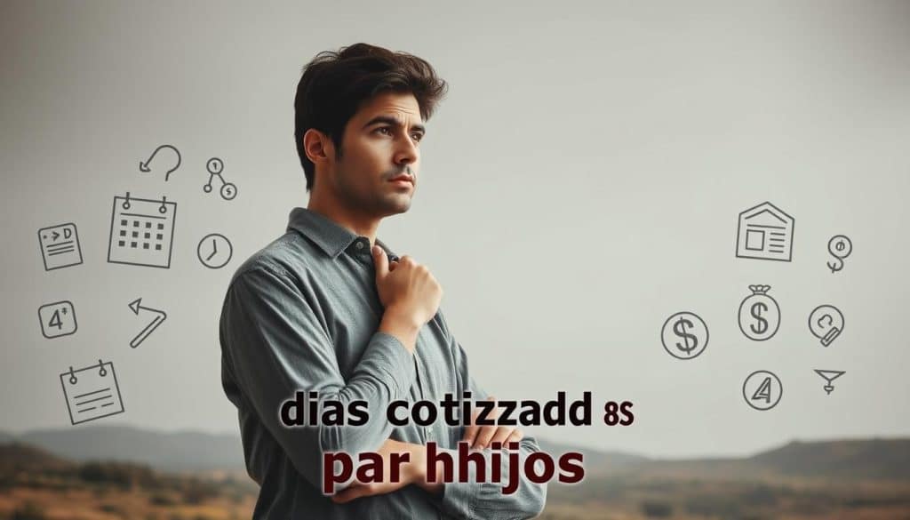 A pensively pensive person standing in a thoughtful pose, their expression reflecting the weight of their retirement contributions, framed by a middle-ground of graphically stylized icons representing the concept of "días cotizados por hijos" - calendar pages, mathematical symbols, and subtle financial motifs. The background is a muted, minimalist landscape, conveying a sense of contemplation and the significance of this personal finance consideration. Lighting is soft and diffused, with a slight vignette effect to draw the eye inward. The overall tone is one of considered deliberation, reflecting the importance of this facet of retirement planning. A pensively pensive person standing in a thoughtful pose, their expression reflecting the weight of their retirement contributions, framed by a middle-ground of graphically stylized icons representing the concept of "días cotizados por hijos" - calendar pages, mathematical symbols, and subtle financial motifs. The background is a muted, minimalist landscape, conveying a sense of contemplation and the significance of this personal finance consideration. Lighting is soft and diffused, with a slight vignette effect to draw the eye inward. The overall tone is one of considered deliberation, reflecting the importance of this facet of retirement planning.