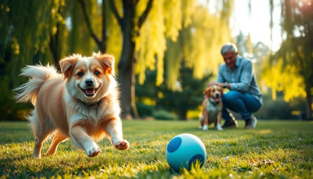 A serene and vibrant scene depicting the importance of pet health insurance. In the foreground, a happy and healthy dog playfully chasing a ball, its fur shimmering in the warm afternoon sunlight. In the middle ground, a caring pet owner kneeling down, lovingly petting their beloved companion. The background features a lush, verdant park setting, with tall trees swaying gently in a soft breeze. The overall mood is one of contentment, security, and the deep bond between humans and their furry friends. Soft, diffused lighting creates a sense of calm and tranquility, emphasizing the peace of mind that comes with proper pet healthcare coverage. A serene and vibrant scene depicting the importance of pet health insurance. In the foreground, a happy and healthy dog playfully chasing a ball, its fur shimmering in the warm afternoon sunlight. In the middle ground, a caring pet owner kneeling down, lovingly petting their beloved companion. The background features a lush, verdant park setting, with tall trees swaying gently in a soft breeze. The overall mood is one of contentment, security, and the deep bond between humans and their furry friends. Soft, diffused lighting creates a sense of calm and tranquility, emphasizing the peace of mind that comes with proper pet healthcare coverage.