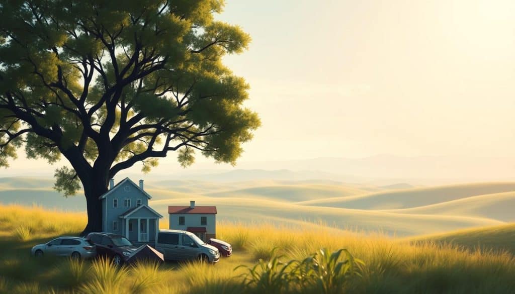 A tranquil, sun-dappled scene of financial security and growth. In the foreground, a diverse portfolio of investment vehicles - retirement plans, mutual funds, and diverse asset classes - symbolize the cornerstones of a well-rounded retirement strategy. The middle ground features a stylized tree, its branches reaching skyward, representing the steady, long-term growth of a prudent investment plan. In the background, a serene, rolling landscape with a distant horizon conveys a sense of stability and longevity. Soft, warm lighting illuminates the scene, evoking a mood of comfort and confidence. Rendered with a subtle, painterly aesthetic for a timeless, elegant feel. A tranquil, sun-dappled scene of financial security and growth. In the foreground, a diverse portfolio of investment vehicles - retirement plans, mutual funds, and diverse asset classes - symbolize the cornerstones of a well-rounded retirement strategy. The middle ground features a stylized tree, its branches reaching skyward, representing the steady, long-term growth of a prudent investment plan. In the background, a serene, rolling landscape with a distant horizon conveys a sense of stability and longevity. Soft, warm lighting illuminates the scene, evoking a mood of comfort and confidence. Rendered with a subtle, painterly aesthetic for a timeless, elegant feel.