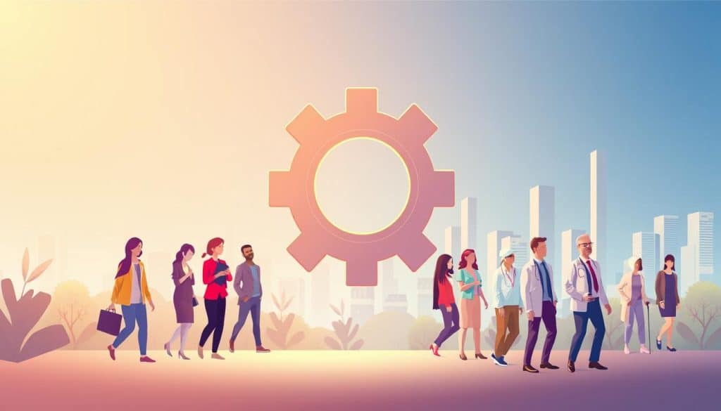 A vibrant and dynamic illustration showcasing the concept of "evolución seguros salud". In the foreground, a stylized and modern health insurance icon, representing the private medical coverage. The icon is composed of interlocking gears, symbolizing the evolving nature of the industry. The middle ground features a diverse group of people, representing the range of customers, from young professionals to elderly individuals, all connected by the insurance network. In the background, a sleek and minimalist cityscape, highlighting the urban, high-tech environment where this private healthcare system operates. The scene is bathed in a warm, inviting color palette, conveying a sense of trust, security, and progress. Soft, diffused lighting creates a sense of depth and dimensionality, drawing the viewer into this dynamic and forward-thinking world of private health insurance. A vibrant and dynamic illustration showcasing the concept of "evolución seguros salud". In the foreground, a stylized and modern health insurance icon, representing the private medical coverage. The icon is composed of interlocking gears, symbolizing the evolving nature of the industry. The middle ground features a diverse group of people, representing the range of customers, from young professionals to elderly individuals, all connected by the insurance network. In the background, a sleek and minimalist cityscape, highlighting the urban, high-tech environment where this private healthcare system operates. The scene is bathed in a warm, inviting color palette, conveying a sense of trust, security, and progress. Soft, diffused lighting creates a sense of depth and dimensionality, drawing the viewer into this dynamic and forward-thinking world of private health insurance.