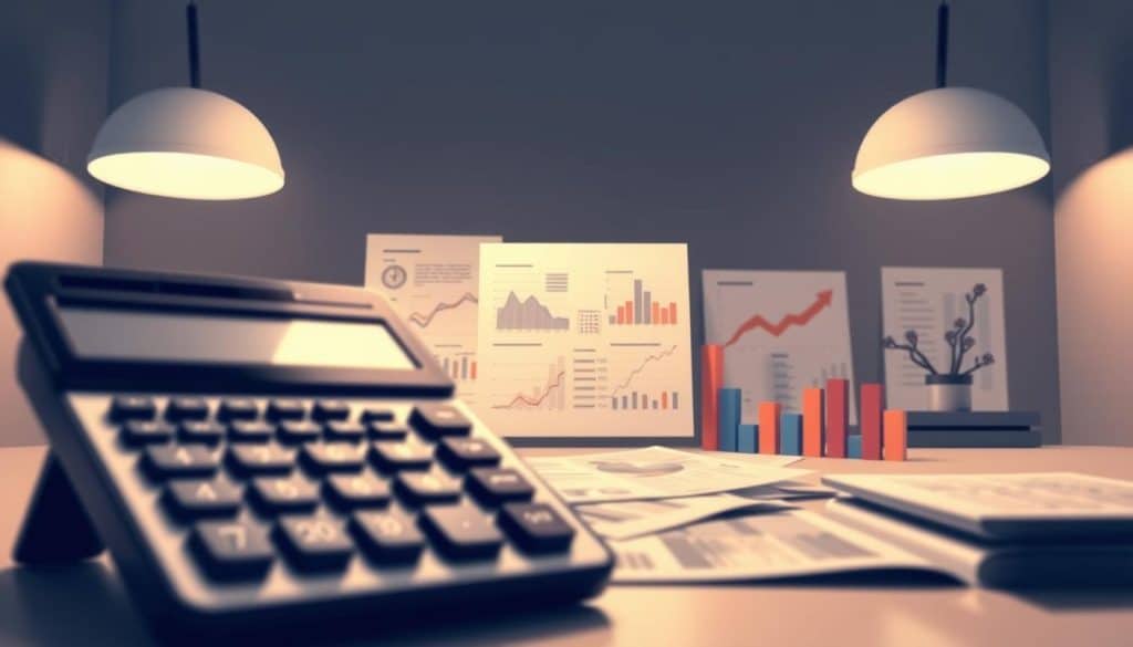 A well-lit, digital illustration depicting a detailed financial calculator surrounded by various financial documents, graphs, and charts. The calculator is prominently displayed in the foreground, with a subtle blur effect to draw the viewer's attention. In the middle ground, various financial reports and analyses are arranged neatly, conveying a sense of careful planning and organization. The background features a minimalist office setting, with clean lines, neutral colors, and subtle shadows to create a professional, contemplative atmosphere. The overall scene evokes a sense of thoughtful consideration and strategic financial decision-making, perfectly capturing the essence of "simulador jubilación demorada" and the article's subject. A well-lit, digital illustration depicting a detailed financial calculator surrounded by various financial documents, graphs, and charts. The calculator is prominently displayed in the foreground, with a subtle blur effect to draw the viewer's attention. In the middle ground, various financial reports and analyses are arranged neatly, conveying a sense of careful planning and organization. The background features a minimalist office setting, with clean lines, neutral colors, and subtle shadows to create a professional, contemplative atmosphere. The overall scene evokes a sense of thoughtful consideration and strategic financial decision-making, perfectly capturing the essence of "simulador jubilación demorada" and the article's subject.